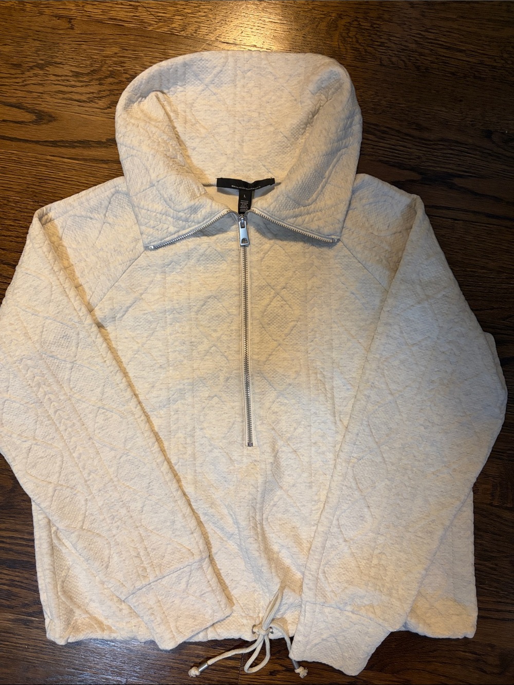 NWT White House Black Market Quilted Funnel Neck Half-Zip with Sparkle